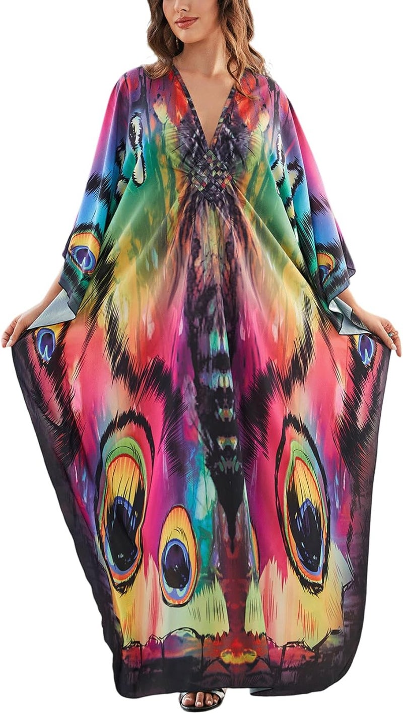KECVOT Kaftan Dresses for Women Plus Size Batwing Sleeve Caftans Long Bathing Suit Cover Up Maxi Beach Dress Loungewear - Image 1